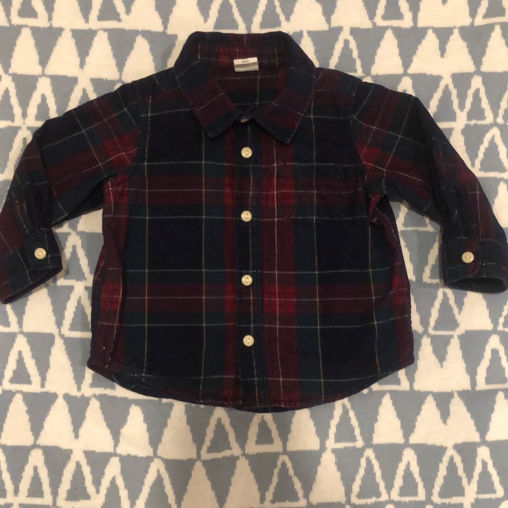 Baby Gap plaid fine corduroy button down shirt